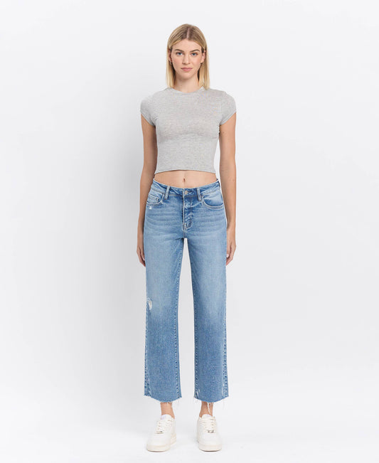 HIGH RISE ANKLE STRAIGHT JEANS F5866