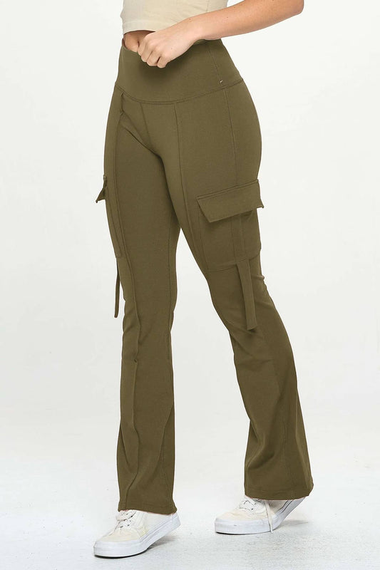 Active wear flare yoga legging cargo pants