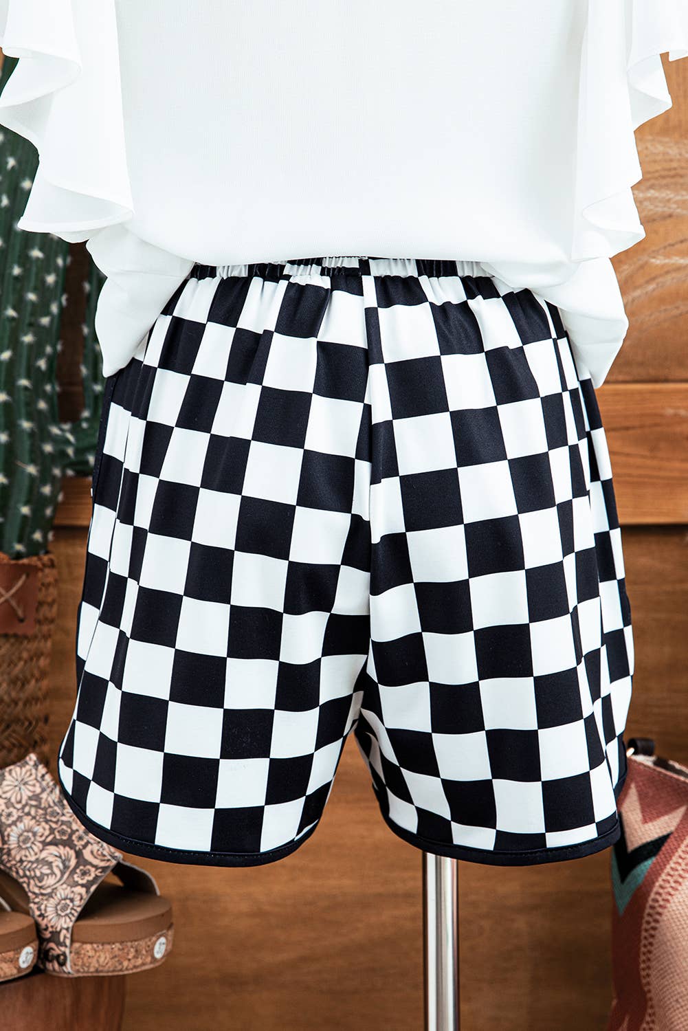 Wander & Win: Checkerboard Boho Shorts