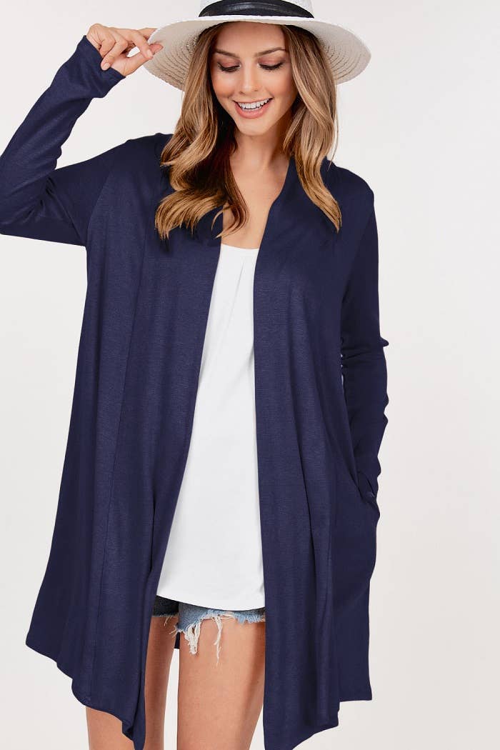 Faux Cashmere Cardigan - Open Front Detailing