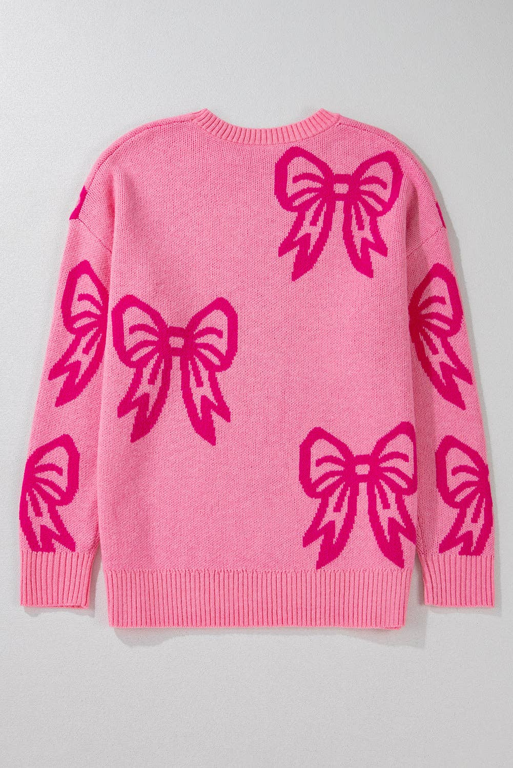 Bow Knit Drop Shoulder Sweater