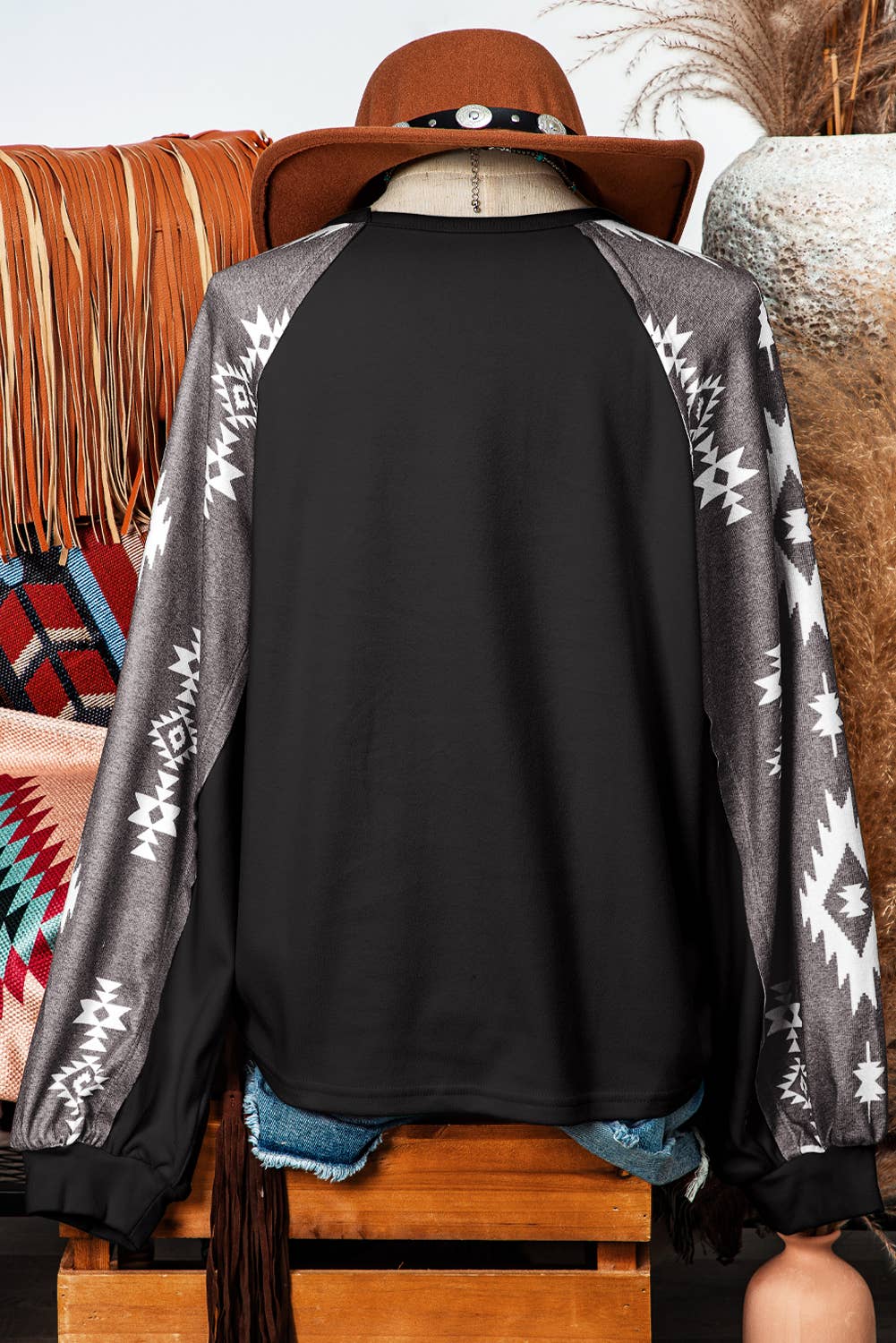 Fashion-W Fall Clothing Western Patch Long Sleeve Top