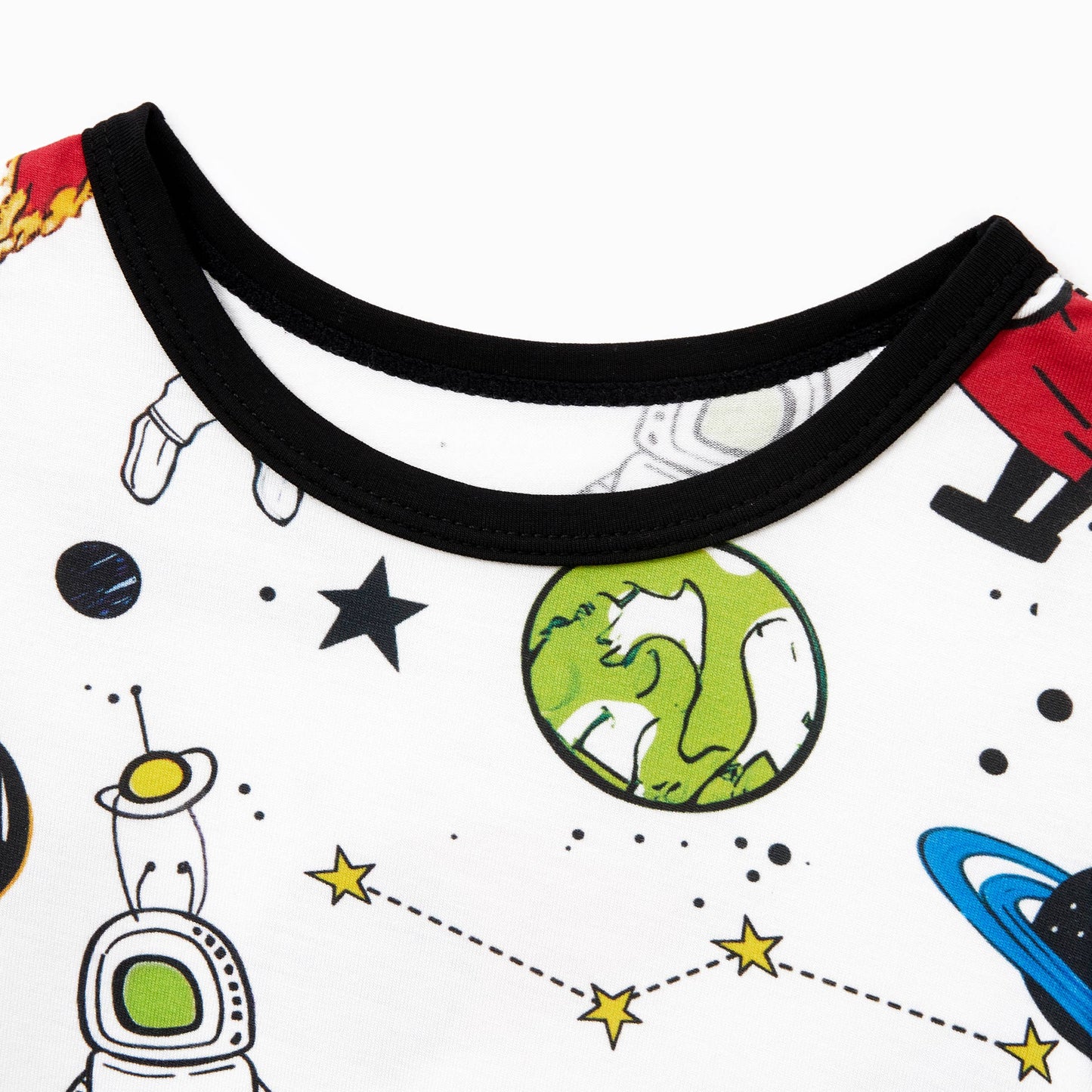 Space Theme Print Short-sleeve Matching Bamboo Pajama Set