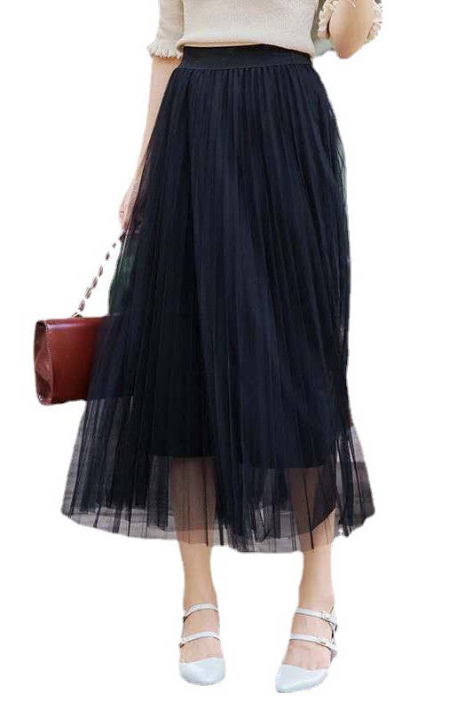 Whimsical Elegance Midlength Tulle Pleated Skirt