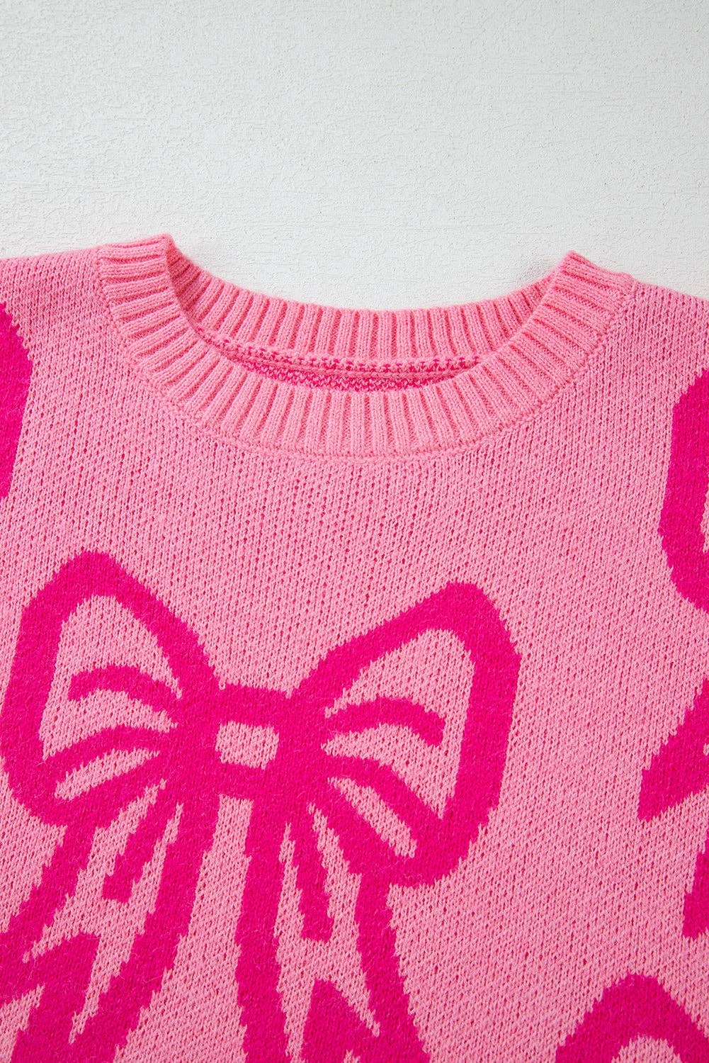 Bow Knit Drop Shoulder Sweater