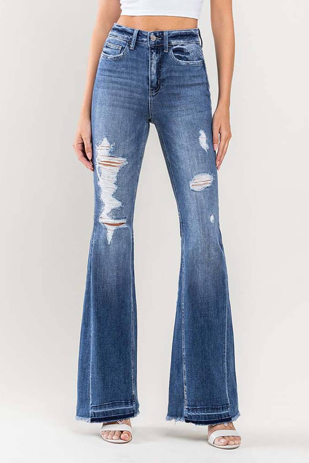 Flying Monkey HIGH RISE DISTRESSED FLARE JEANS