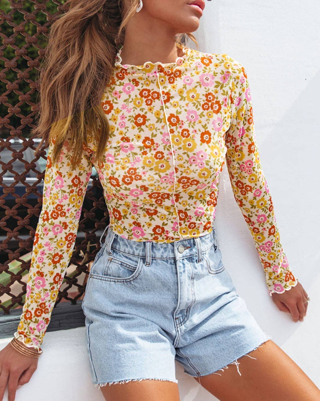 Floral Lettuce Hem Top