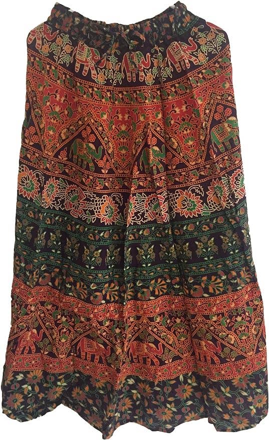 Women's Hippie Bohemian Cotton Mandala Long Maxi Skirt