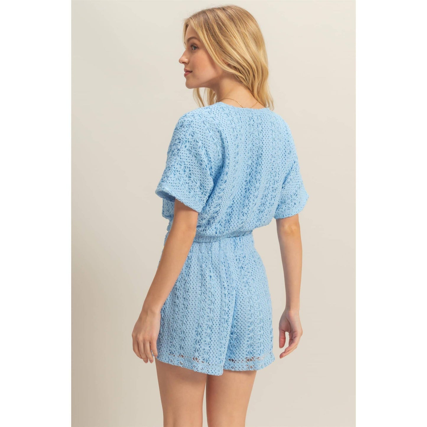 Two piece set: Crochet Crop Top And Shorts
