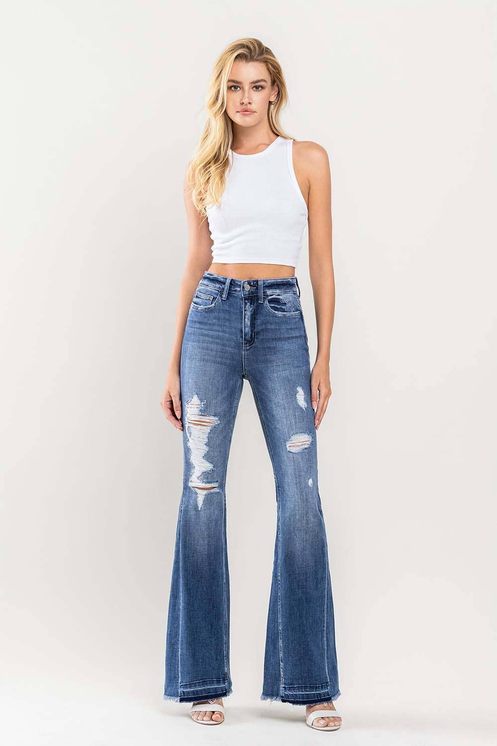 Flying Monkey HIGH RISE DISTRESSED FLARE JEANS