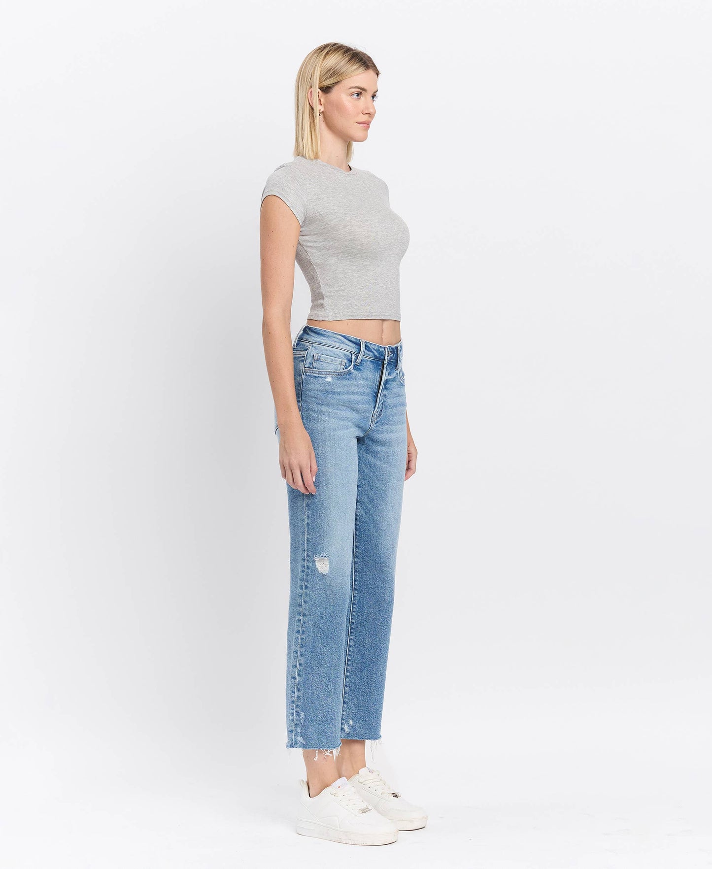 HIGH RISE ANKLE STRAIGHT JEANS F5866