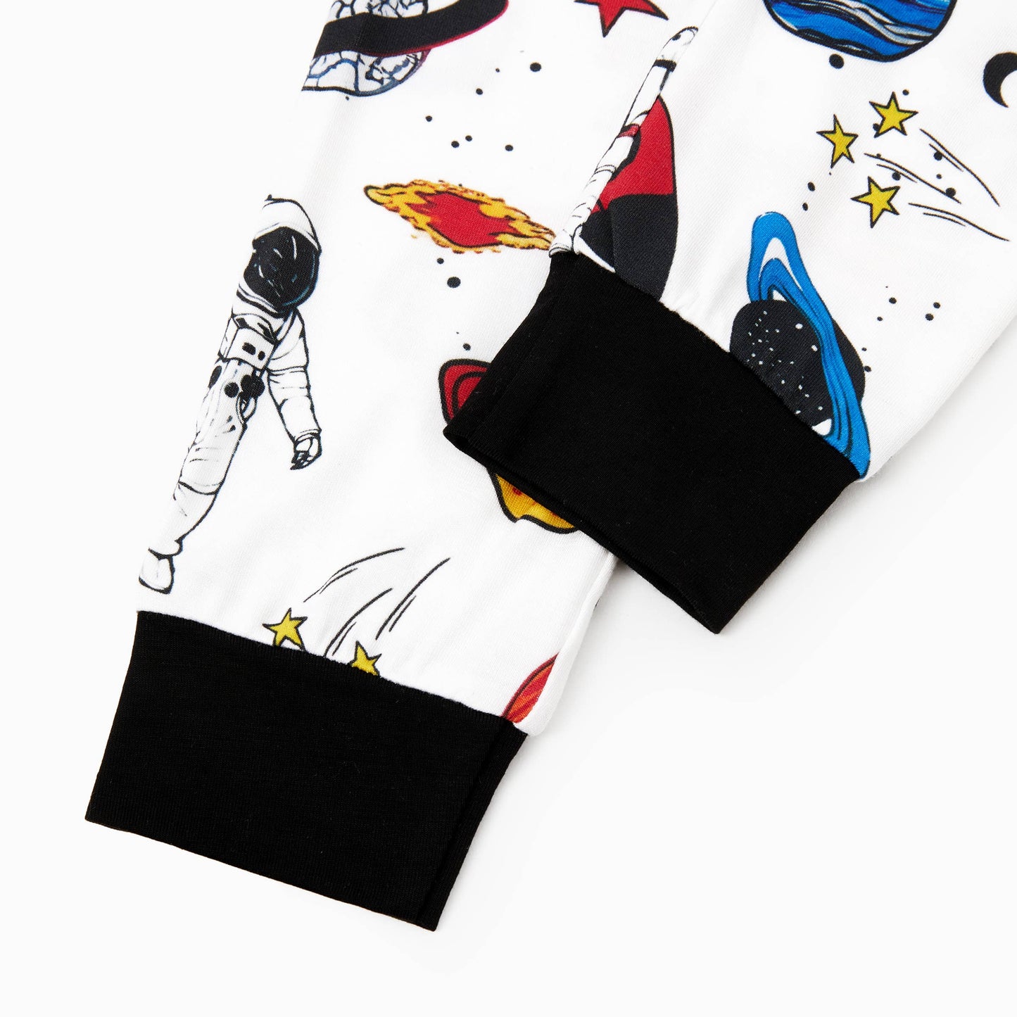 Space Theme Print Short-sleeve Matching Bamboo Pajama Set