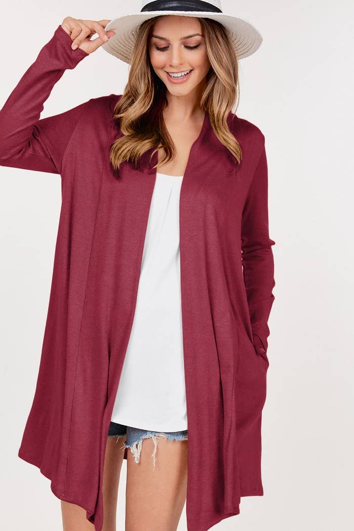 Faux Cashmere Cardigan - Open Front Detailing