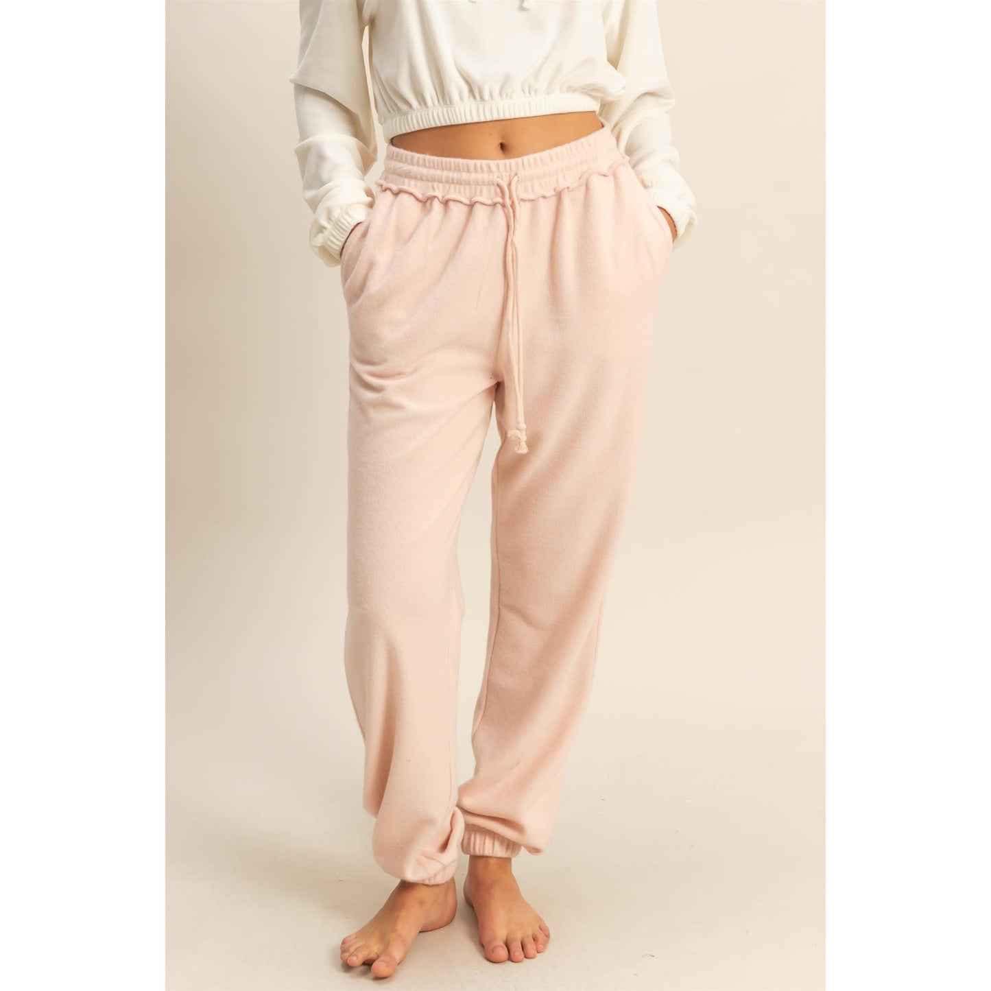 Reverse Seam High-Waisted Jogger Pants