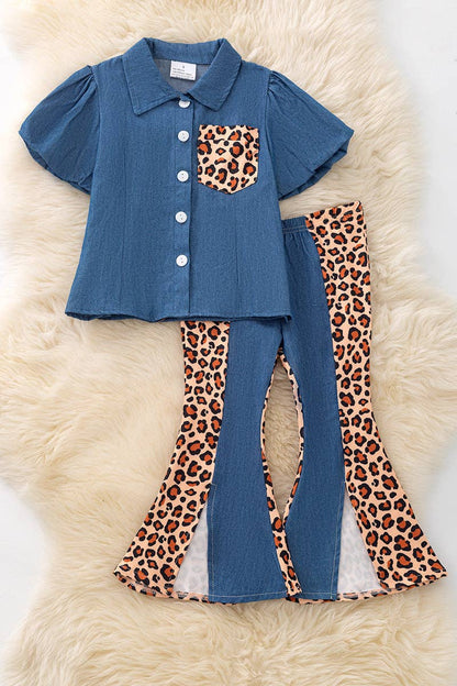 Cheetah printed girls 2 piece set. DRG53652 JEAN