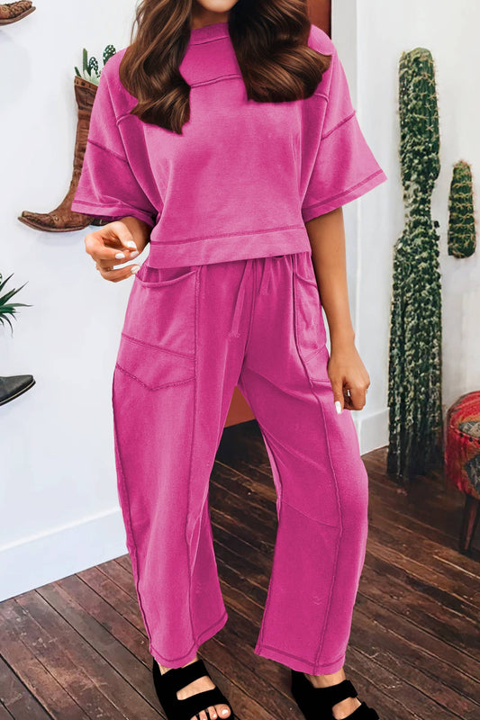 Summer 2026 Drop Shoulder Boxy Tee and Barrel Pants Set