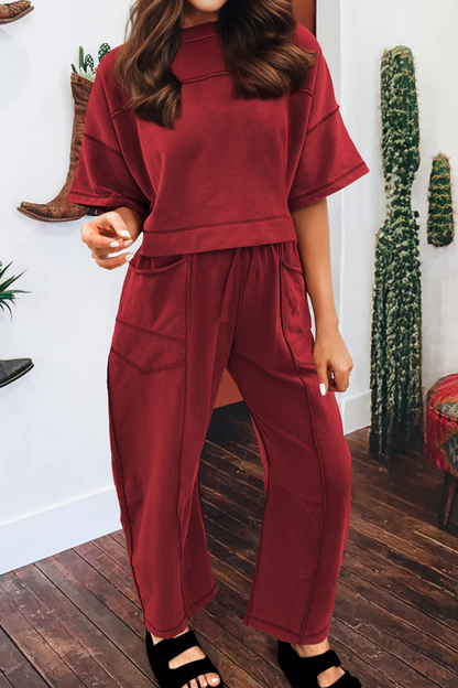 Summer 2026 Drop Shoulder Boxy Tee and Barrel Pants Set