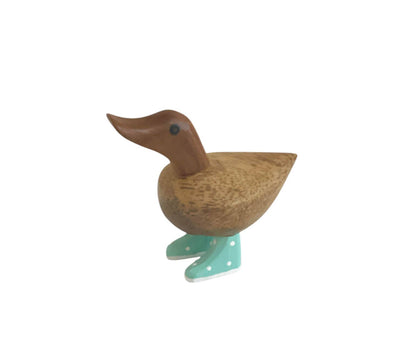 Spotty Boots Wooden Garden Duck Statues Figurines Set -Small