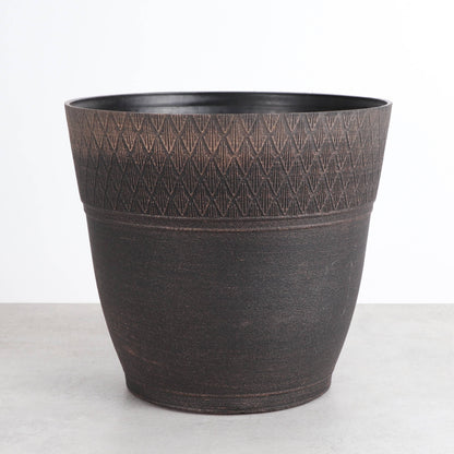 Diamond-Pattern Rim Tall Planter - Plastic - 7" Wide