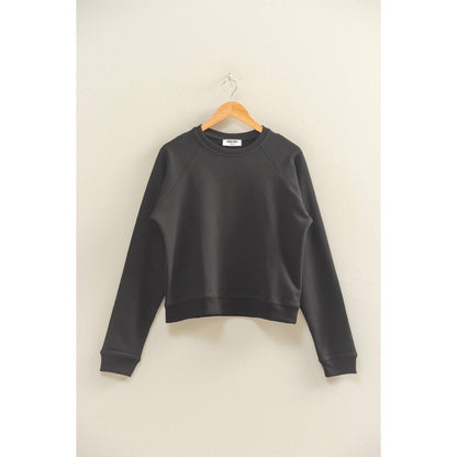 Crew Neck Raglan Sleeve Comfy Pullover Sweatshirt