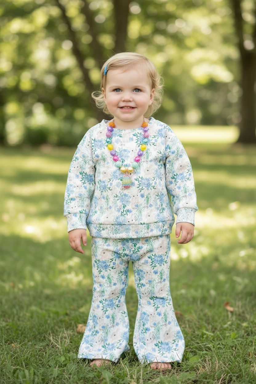 Easter bunny printed girls 2 piece set. OFG60116 SOL