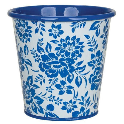 Delft Blue Design Metal Pot for Plants - 4" and 6" Options