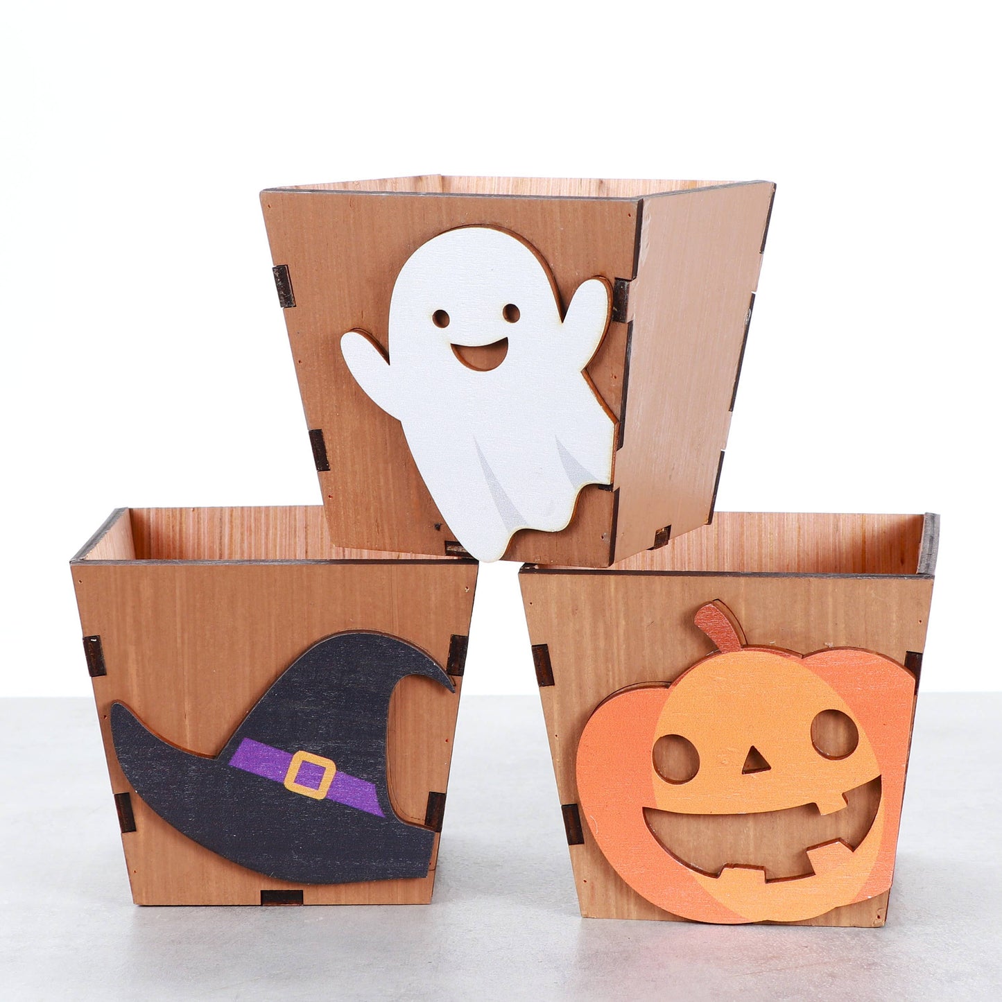 Halloween Design Wooden Pot for Houseplants - 4" Size