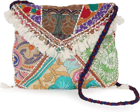 Sequins Patch Boho Hippie Sling Shoulder Bag Purse