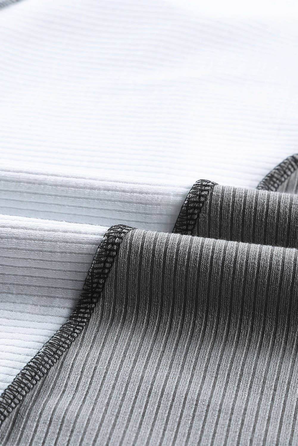 Ribbed Color Block Slim Fit Top with Contrast Seams