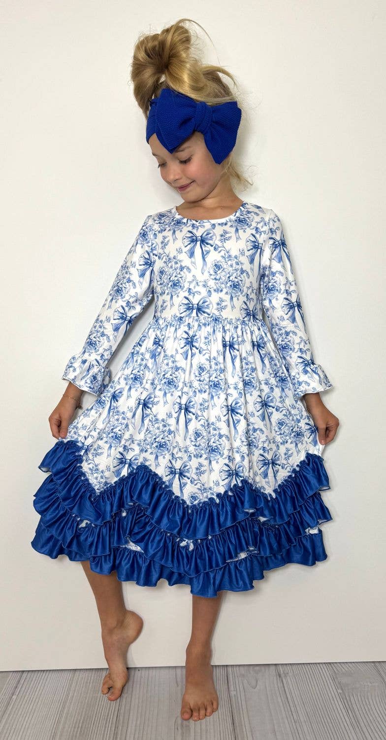 Cobalt Coquette Maxi Girls Dress