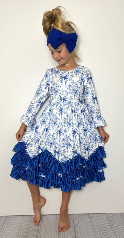 Cobalt Coquette Maxi Girls Dress