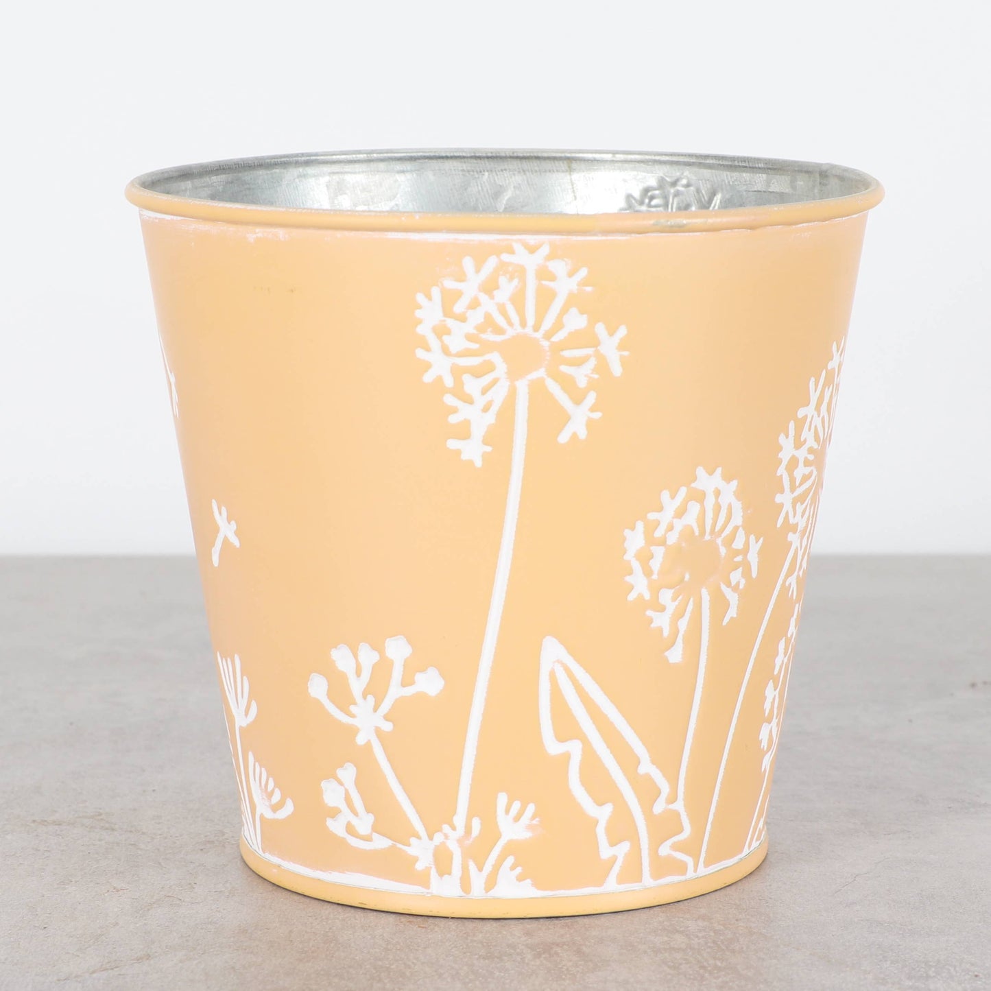 Dandelion Design Metal Pot For Houseplants - 4" Size