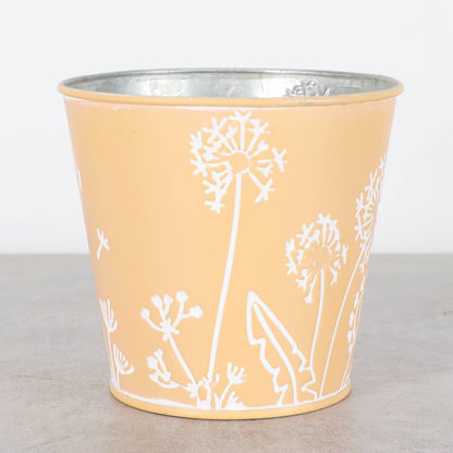 Dandelion Design Metal Pot For Houseplants - 4" Size