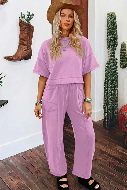 Summer 2026 Drop Shoulder Boxy Tee and Barrel Pants Set