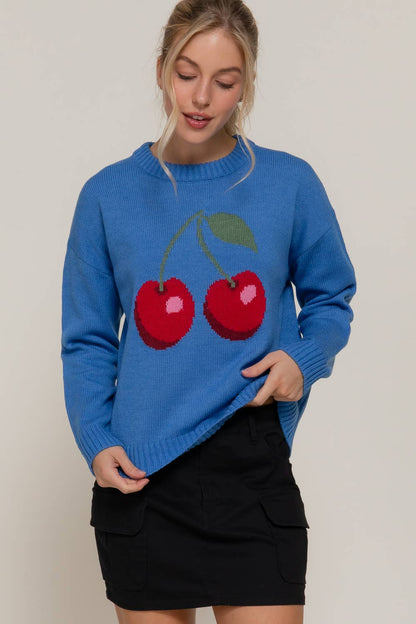 Long Sleeve Crew Cherry Sweater