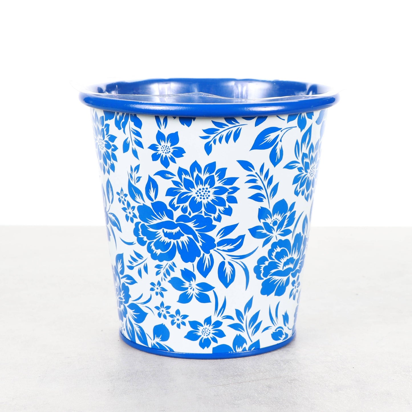 Delft Blue Design Metal Pot for Plants - 4" and 6" Options
