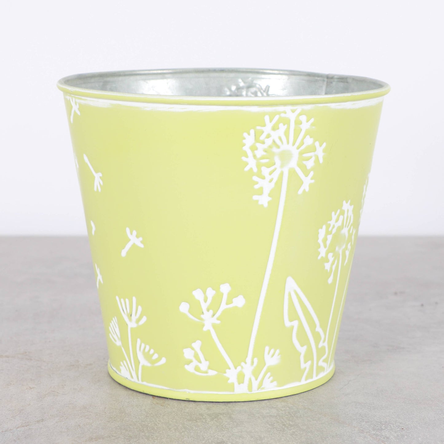 Dandelion Design Metal Pot For Houseplants - 4" Size