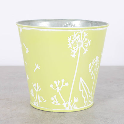 Dandelion Design Metal Pot For Houseplants - 4" Size