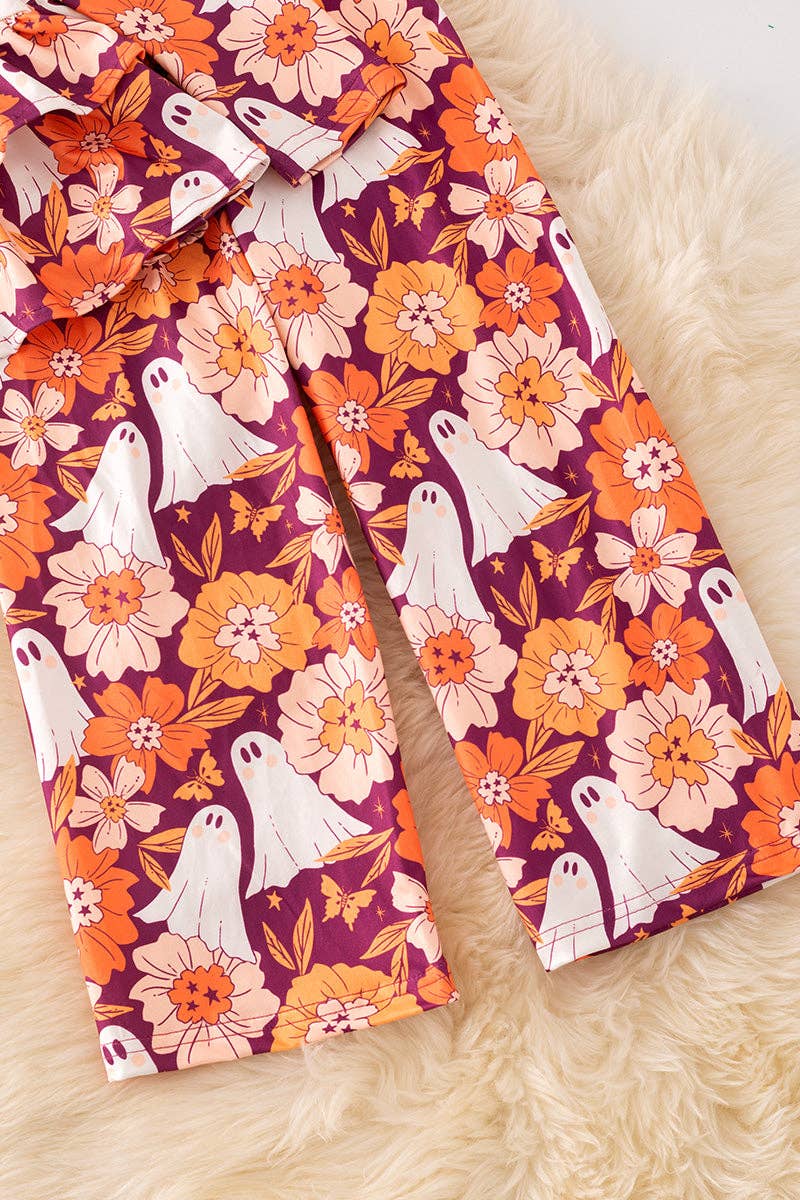 🎟️Ghost floral printed ruffle tunic and pants. OFG52305 Sol