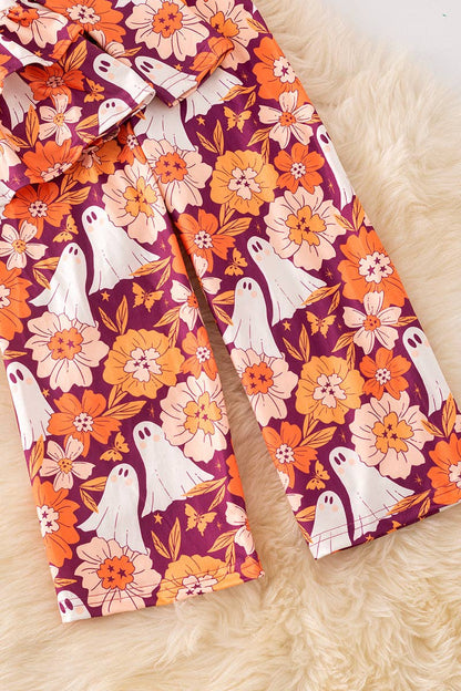 🎟️Ghost floral printed ruffle tunic and pants. OFG52305 Sol