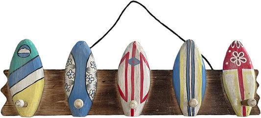 Wood Surfboard  Peg Wall Hanger Hook Coastal Pool Wall Decor