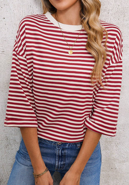 Green Striped Knit Back Bow Tie Open Back Top Women