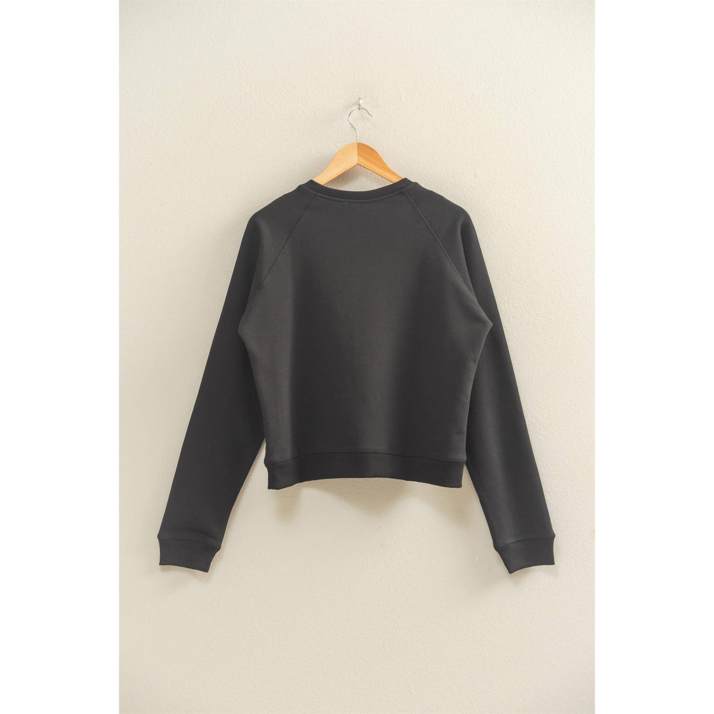 Crew Neck Raglan Sleeve Comfy Pullover Sweatshirt