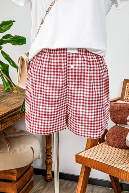 Plaid Gingham Printed High Waist Shorts