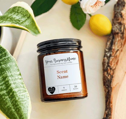 9 oz. Candles - Your Business Name + Small Logo Signature