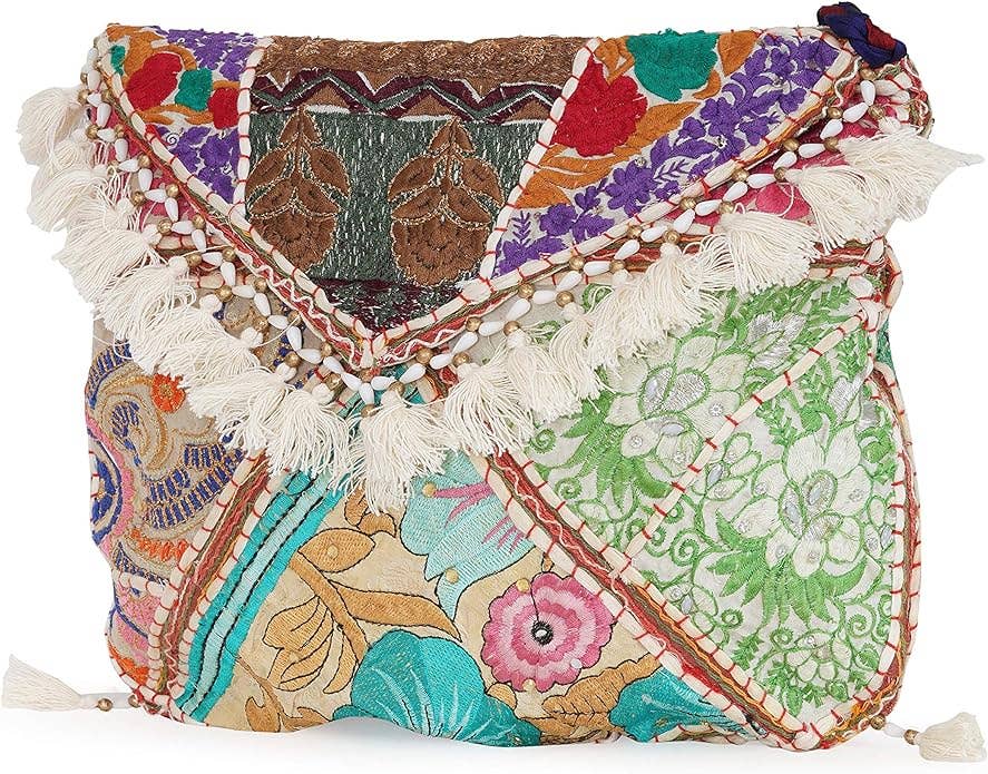 Sequins Patch Boho Hippie Sling Shoulder Bag Purse