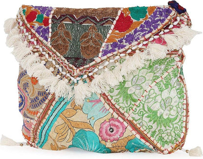 Sequins Patch Boho Hippie Sling Shoulder Bag Purse