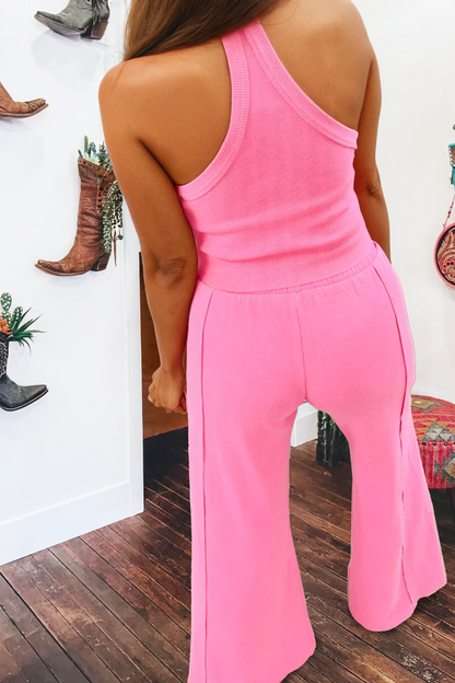 Summer Fashion Slim Ribbed Tank Top and Sweatpants Set