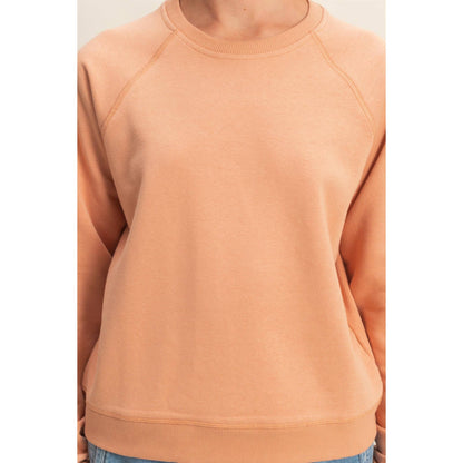 Crew Neck Raglan Sleeve Comfy Pullover Sweatshirt