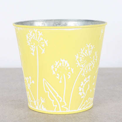 Dandelion Design Metal Pot For Houseplants - 4" Size